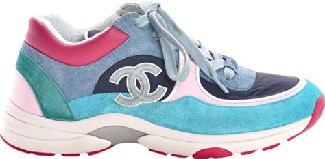 chanel cc logo suede nylon reflective pink turquoise lilac sneaker|chanel shoes near me.